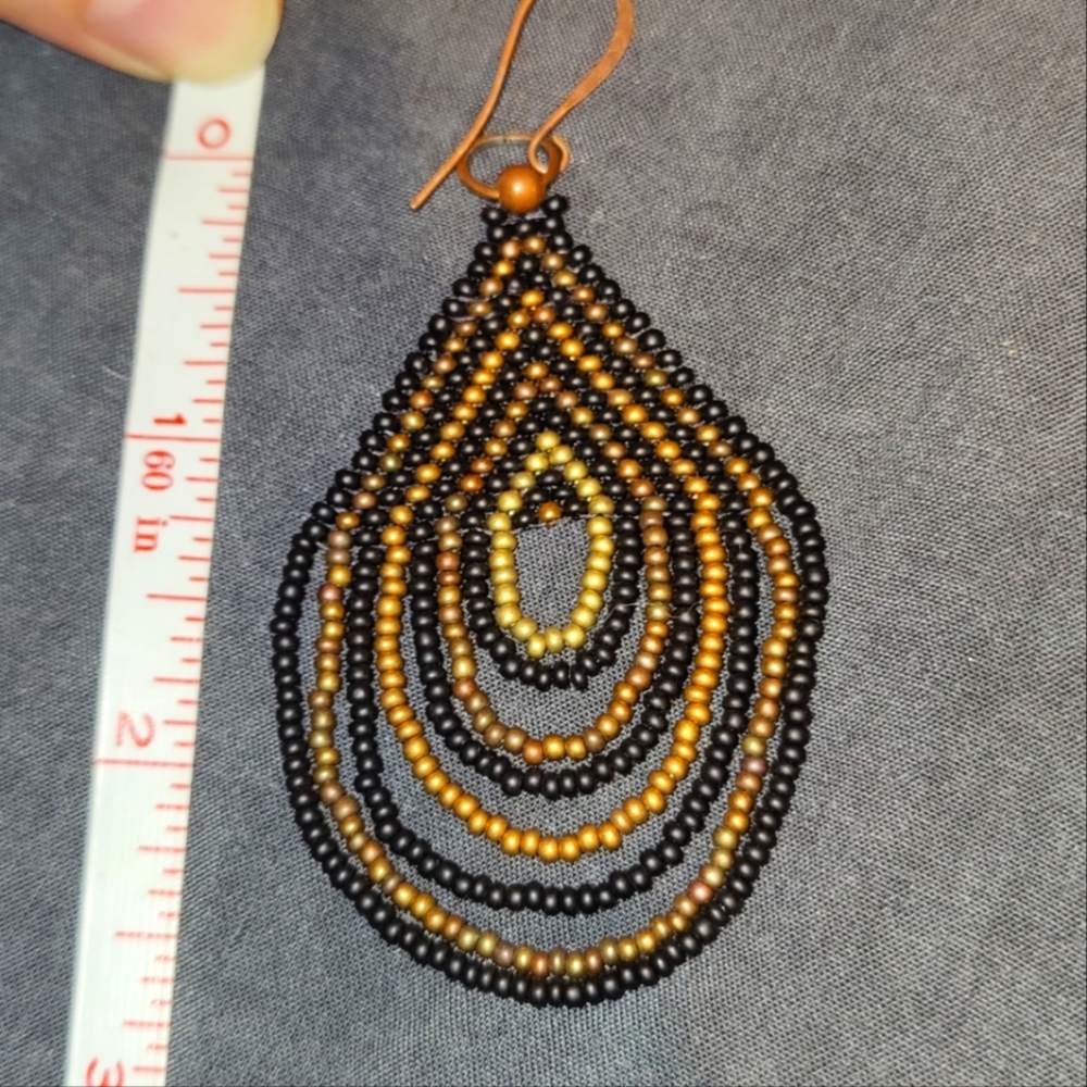 Large Unique Beaded Earrings - image 2
